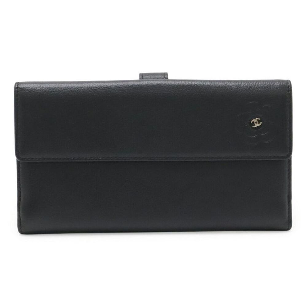 Chanel Camellia Leather Wallet Black